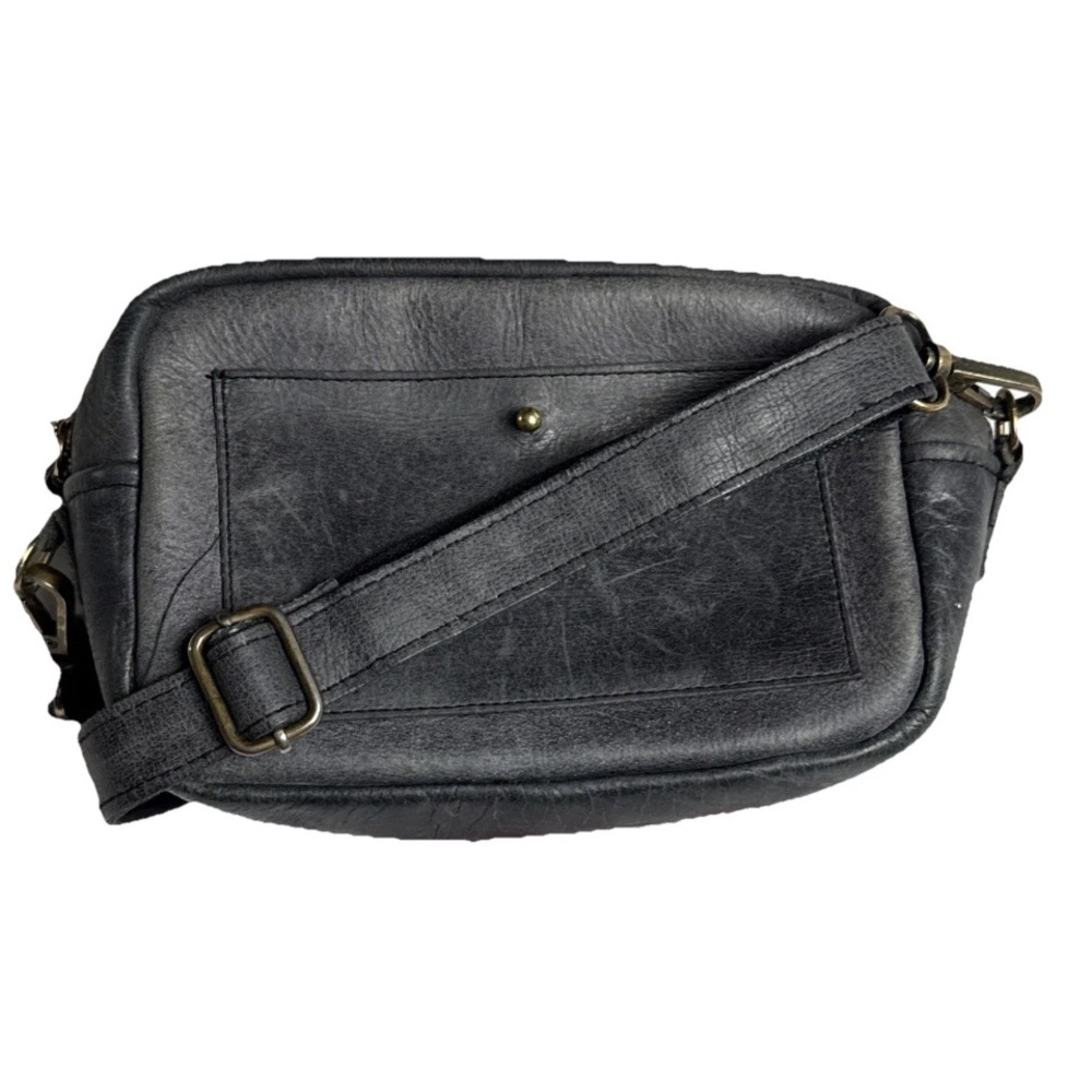 Panache Leather Crossbody Shoulder Bag Gray Thrashed Broken In Travel Vacation